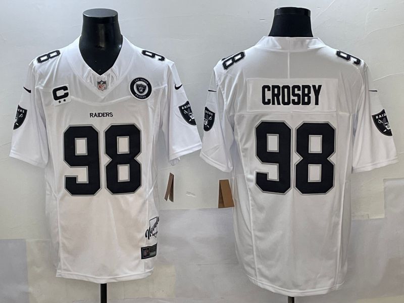 Men 2025 Oakland Raiders #98 Crosby White Throwback Three generations Nike Limited NFL Jersey style 2->new york yankees->MLB Jersey
